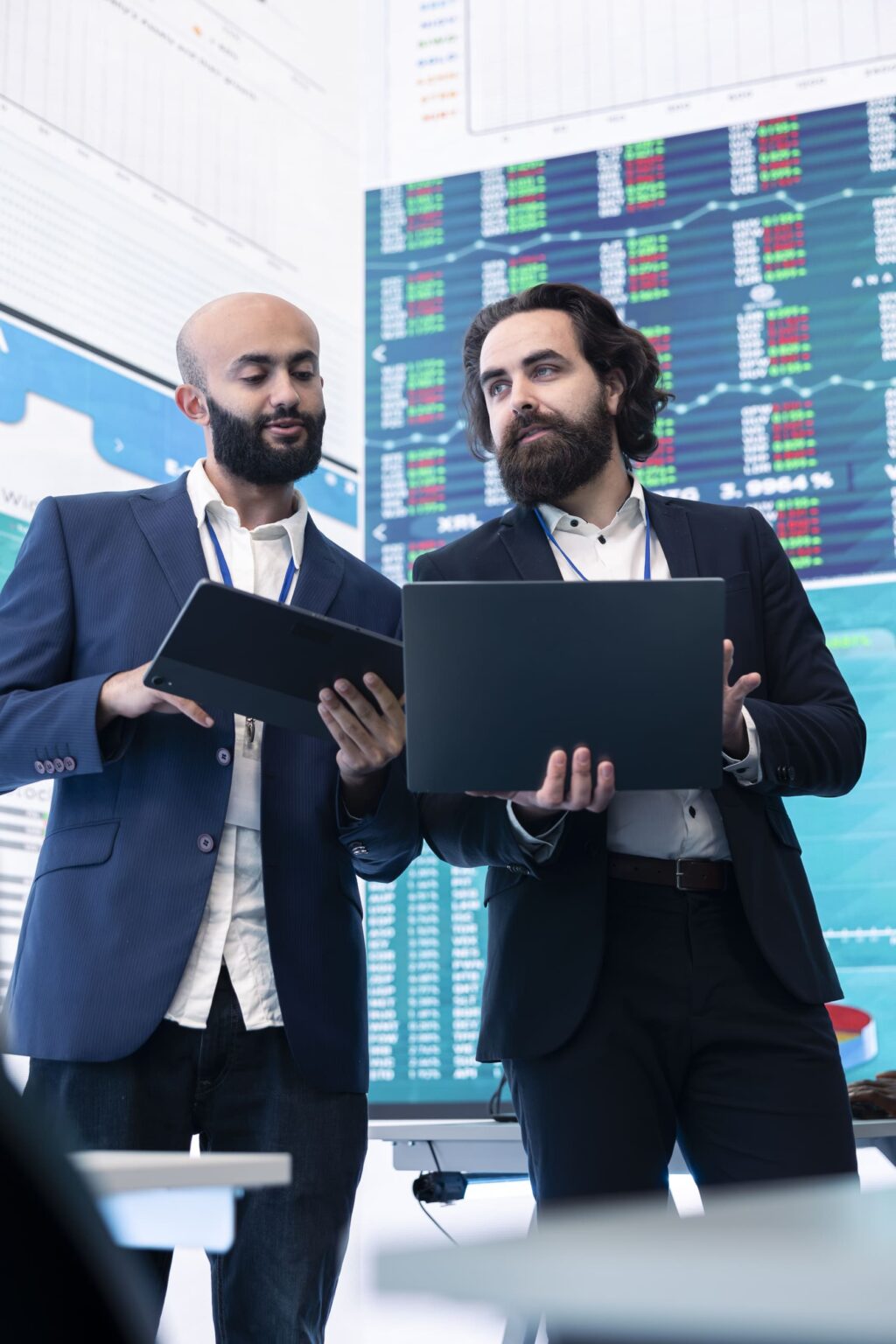 Specialists reviewing market data together